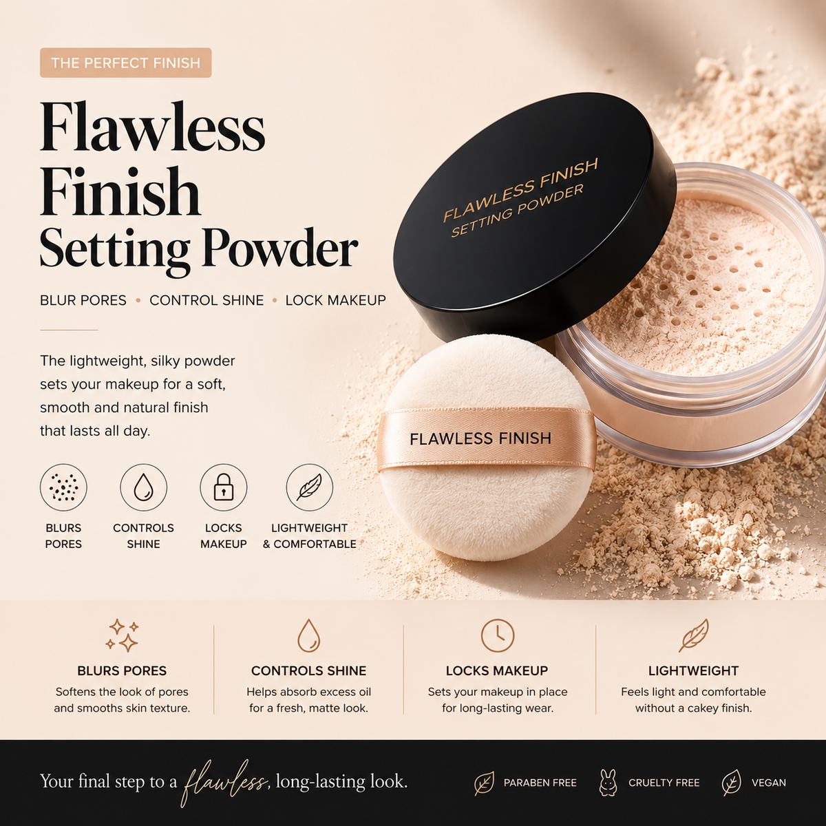 Lightweight & Comfortable- Setting Powder
