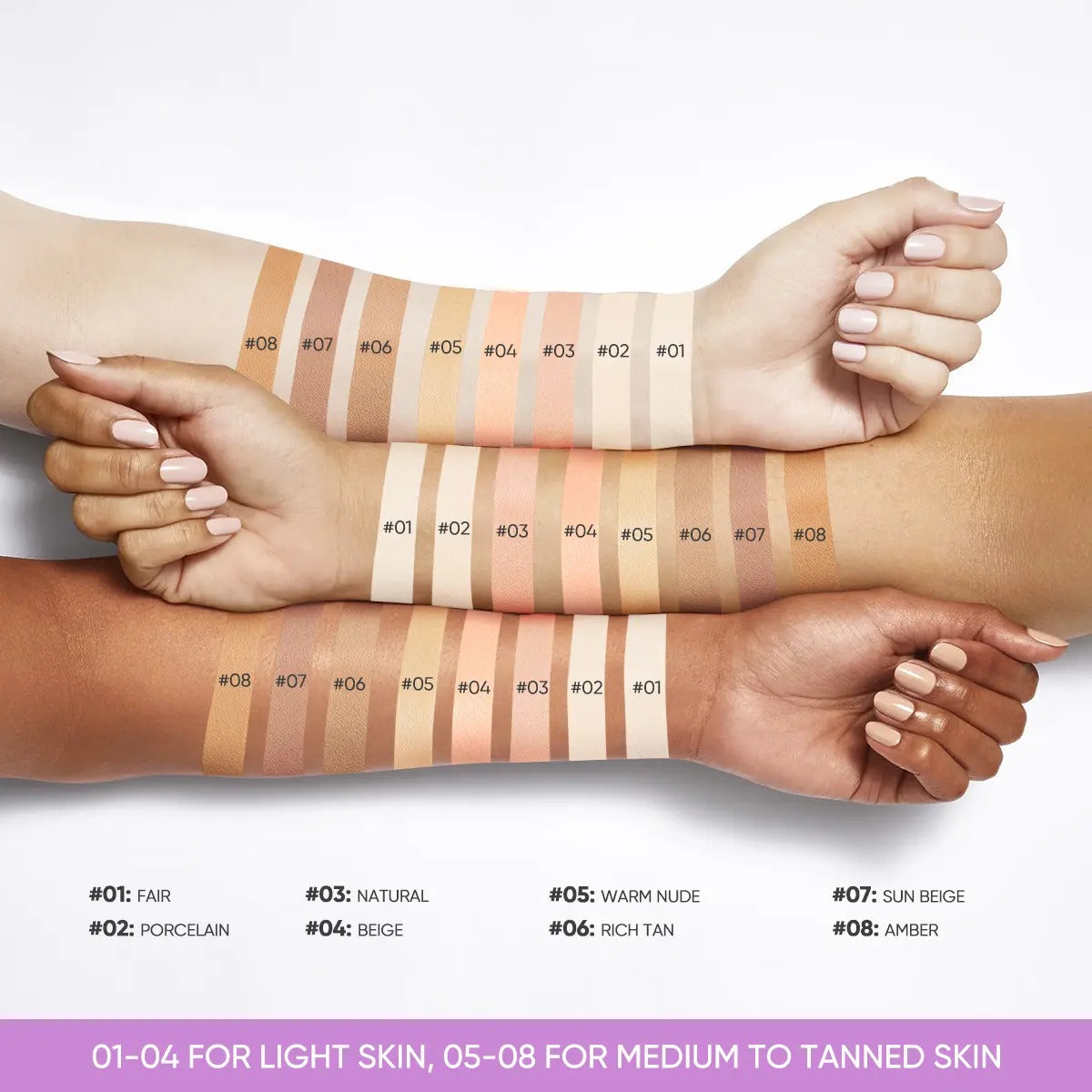 Creamy Foundation shade chart